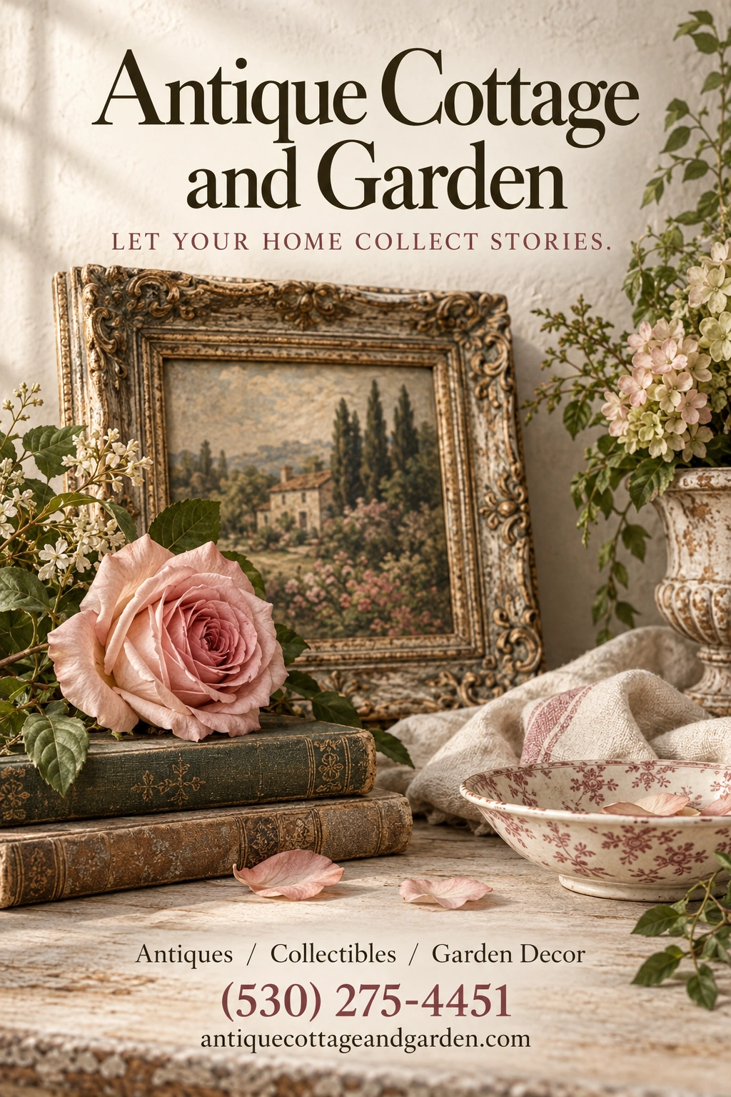 Antique Cottage and Garden — portrait advertisement