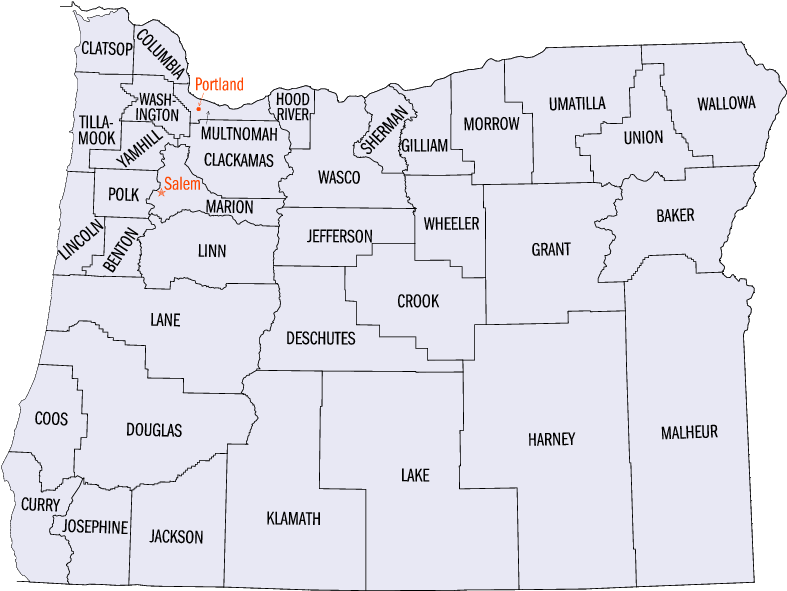 Oregon county map