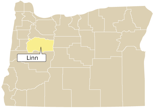 Linn County, Oregon: Oregon county map with Linn County shaded